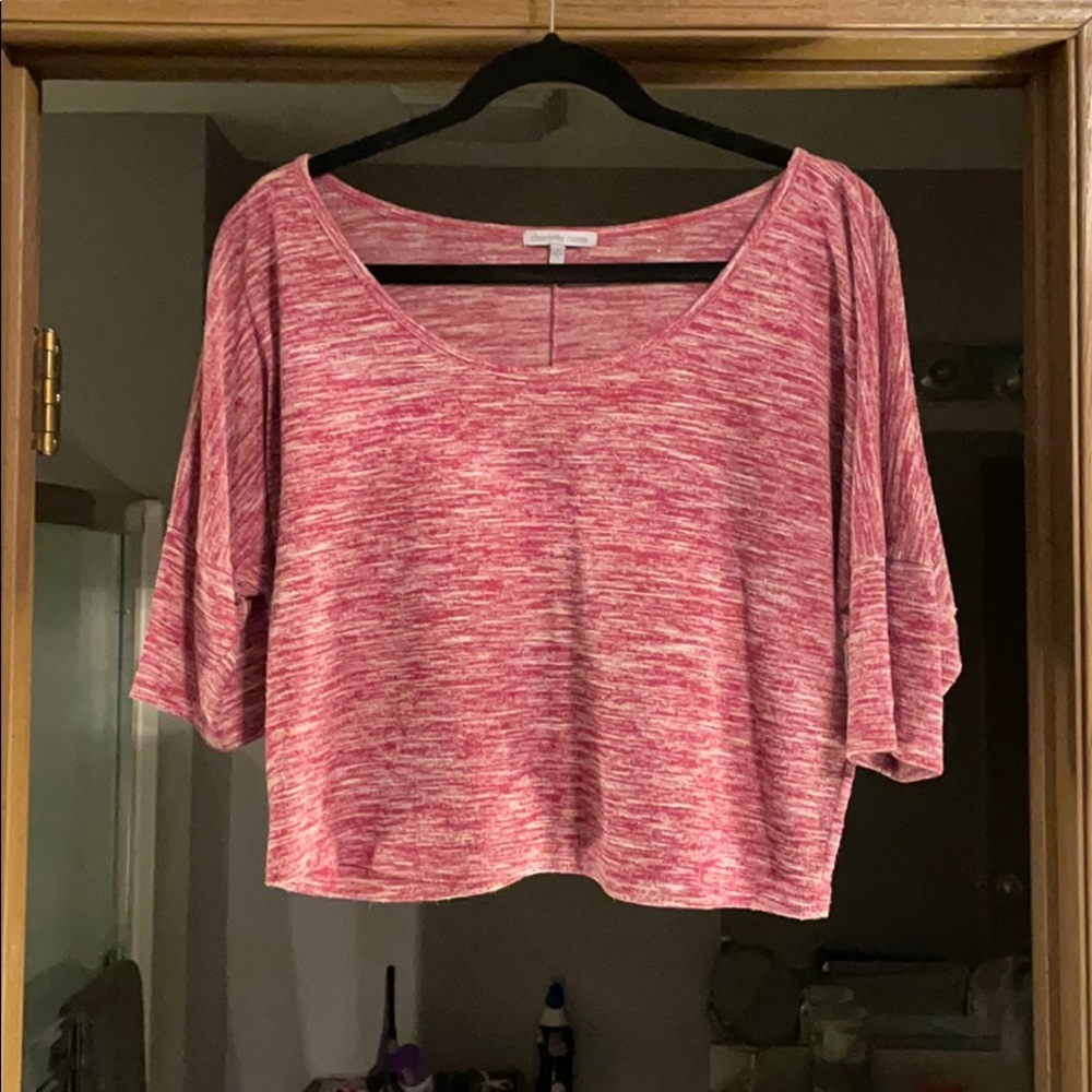 Comfy/Stretchy Crop Top (maroon & white)